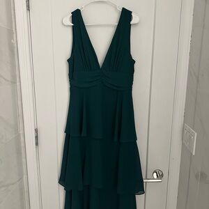 Lulu's Emerald Green Tiered Midi Dress